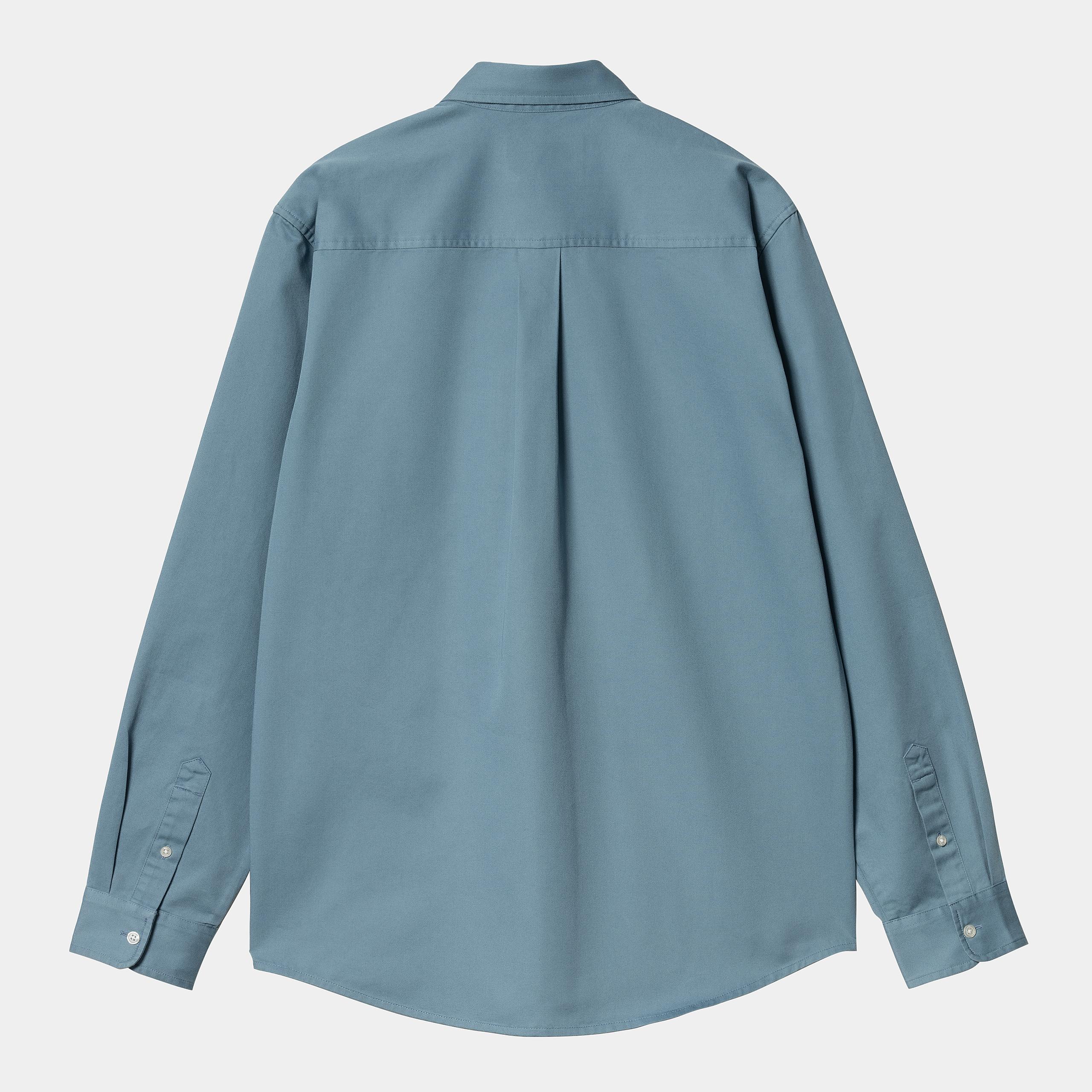 Carhartt WIP Long Sleeve Madison Shirt-Icy Water / Wax Icy Water / Wax model back view