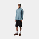 Carhartt WIP Long Sleeve Madison Shirt-Icy Water / Wax Icy Water / Wax close up view