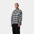 Carhartt WIP Long Sleeve Tarbell Shirt-Tarbell Check Dark Navy / White Tarbell Check  Dark Navy / White front view