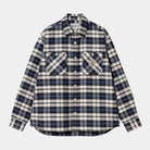 Carhartt WIP Long Sleeve Tarbell Shirt-Tarbell Check Dark Navy / White Tarbell Check  Dark Navy / White back view