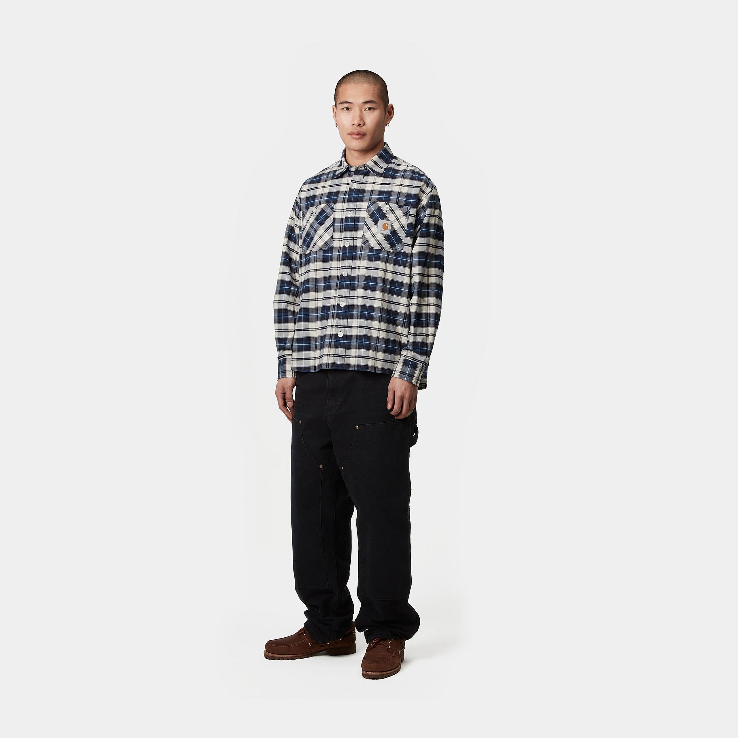 Carhartt WIP Long Sleeve Tarbell Shirt-Tarbell Check Dark Navy / White Tarbell Check  Dark Navy / White detail view