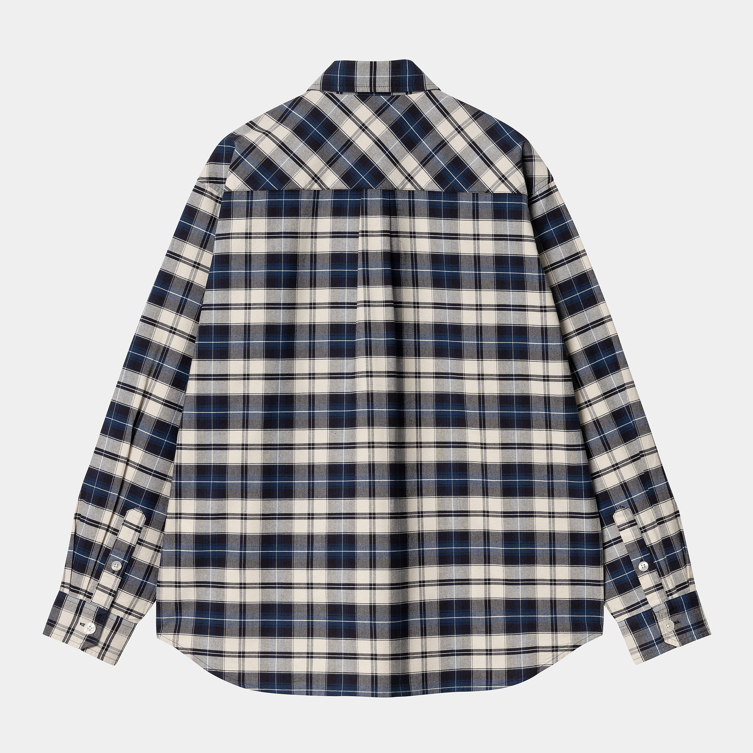 Carhartt WIP Long Sleeve Tarbell Shirt-Tarbell Check Dark Navy / White Tarbell Check  Dark Navy / White side view
