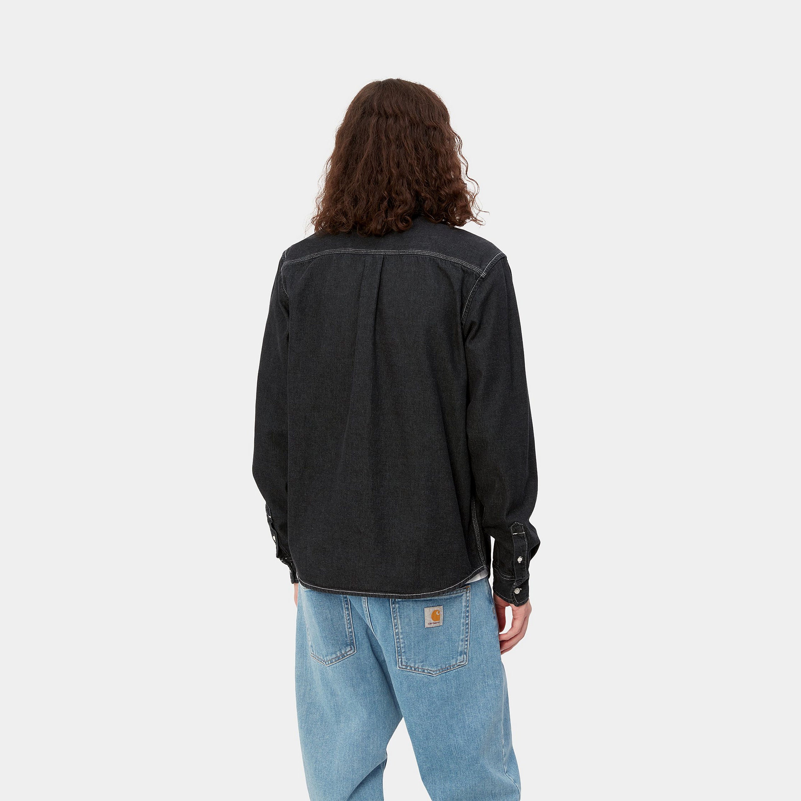 Carhartt WIP Weldon Long Sleeve Black Shirt BLACK model front view