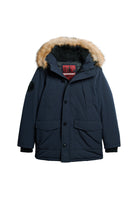 SUPERDRY Everest Faux Fur Hooded Chrome Navy Parka Nordic Chrome Navy front view