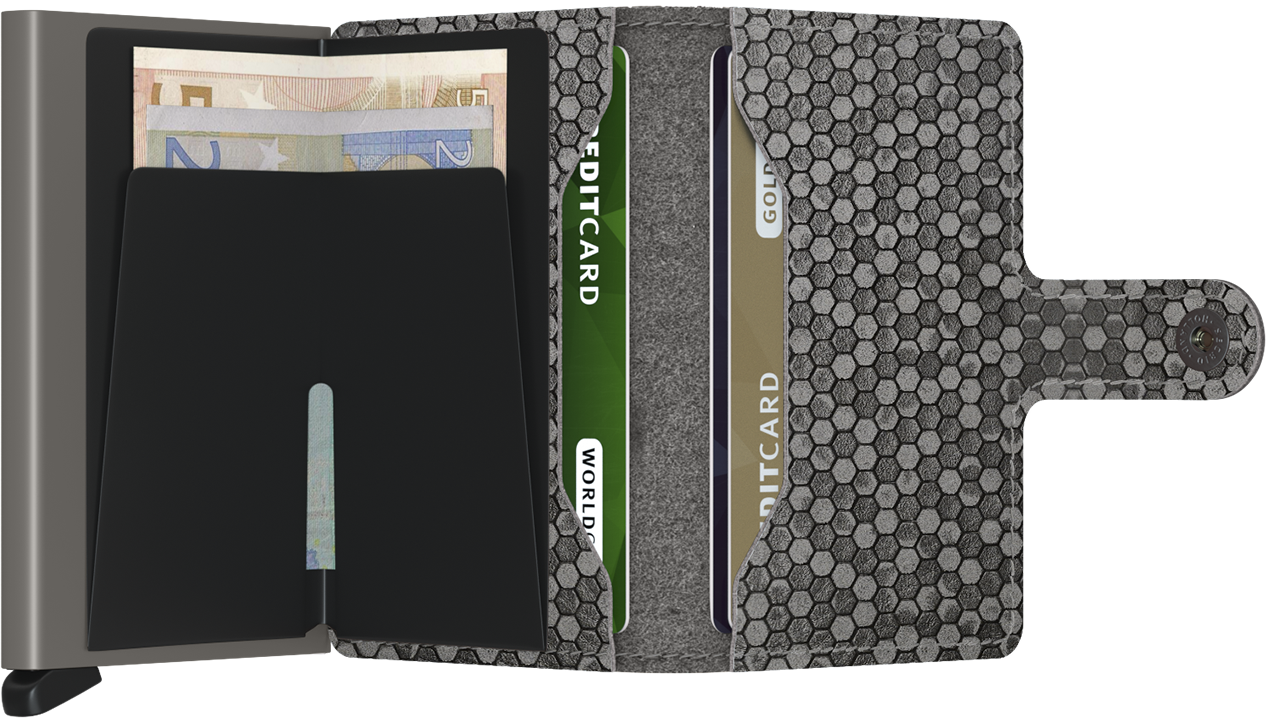 Secrid Hexagon Grey Miniwallet-note holder view
