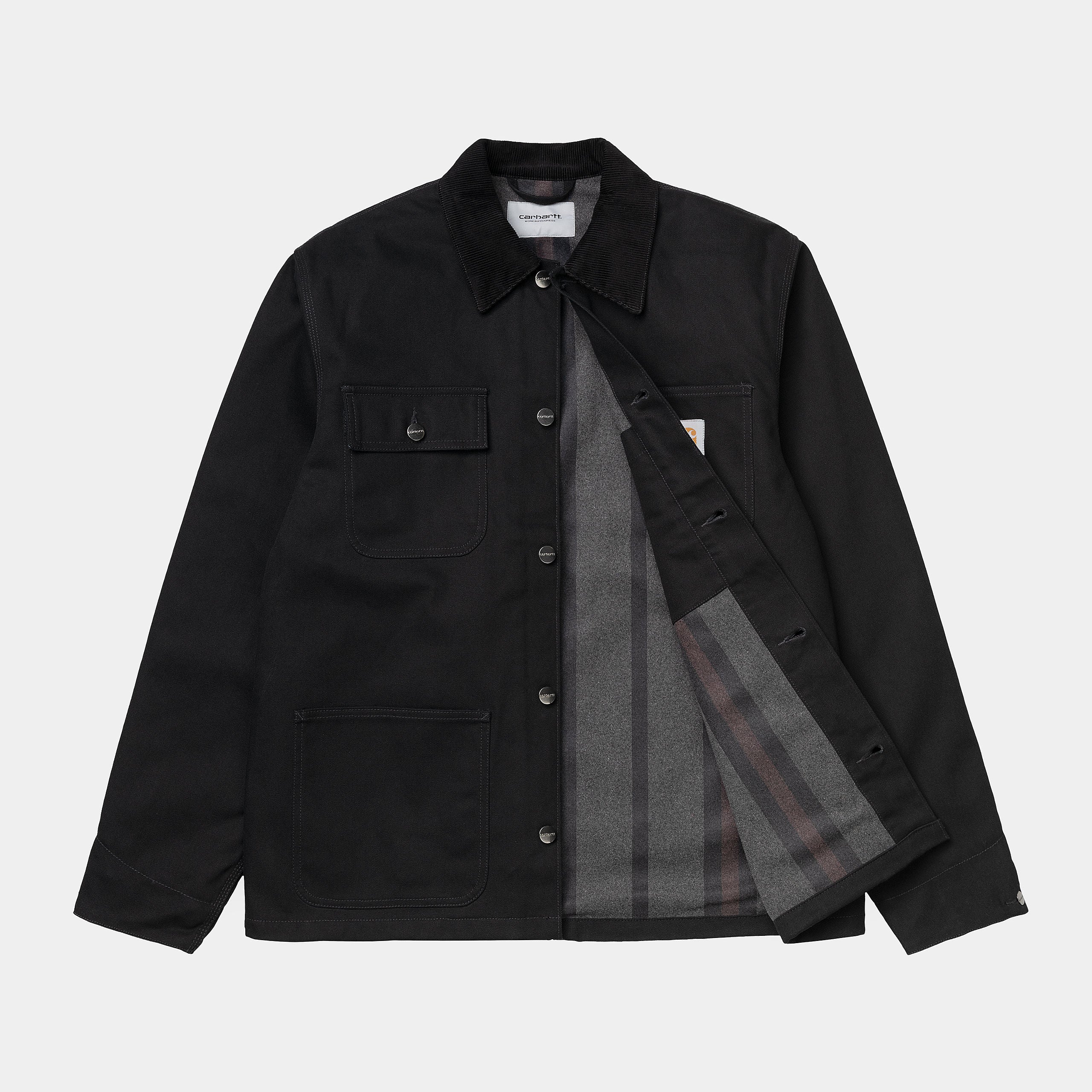 Carhartt WIP Michigan Jacket-Black / Black Black / Black model front view