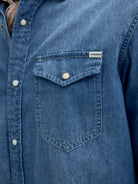 JACK & JONES Sheridan Medium Blue Denim Shirt Medium Blue Denim flat front view