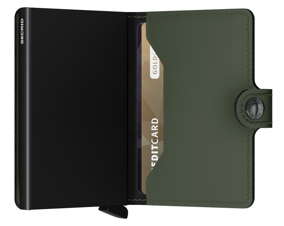 Secrid Matte Green/Black Miniwallet-Open view