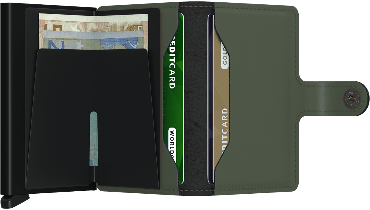 Secrid Matte Green/Black Miniwallet-Inside note holder view