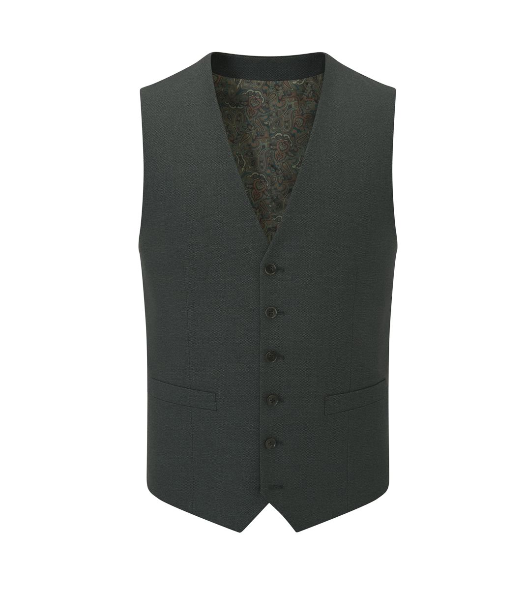 Men's Harcourt Green Tapered Waistcoat-Ghost Front View