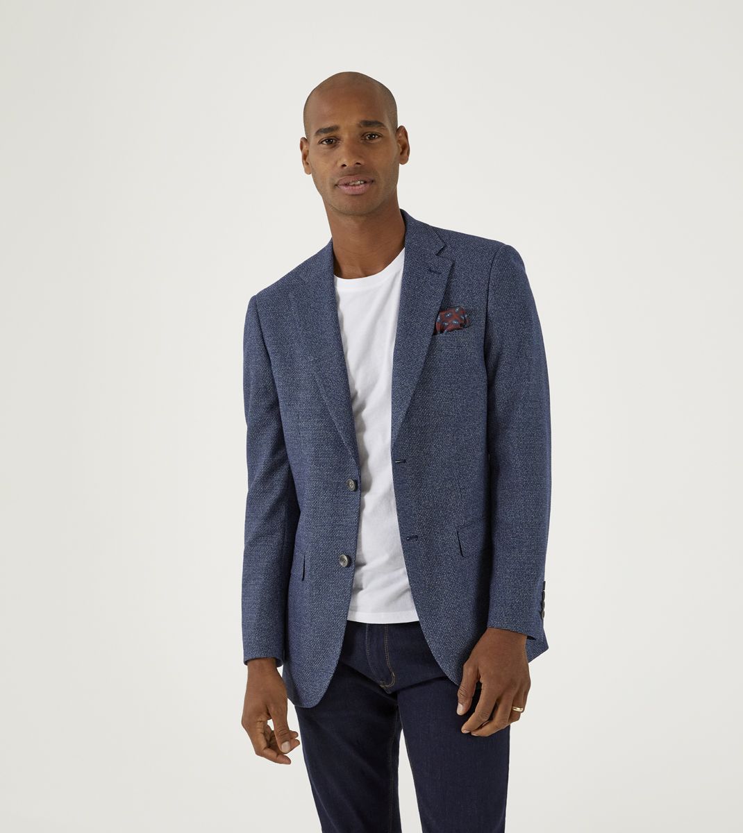 Cole Navy Tapered Fit Blazer-Front model view
