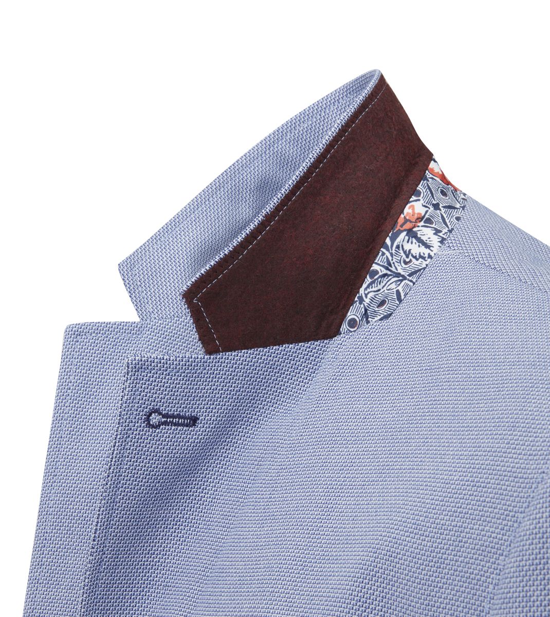 Harry Light Blue Tapered Fit Blazer-Collar detail view