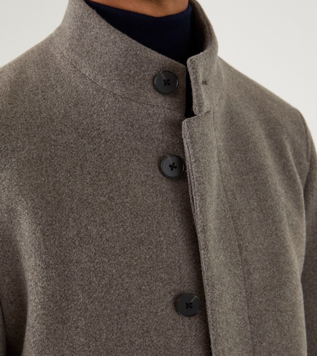 Faulkner Oat Overcoat-Button detail