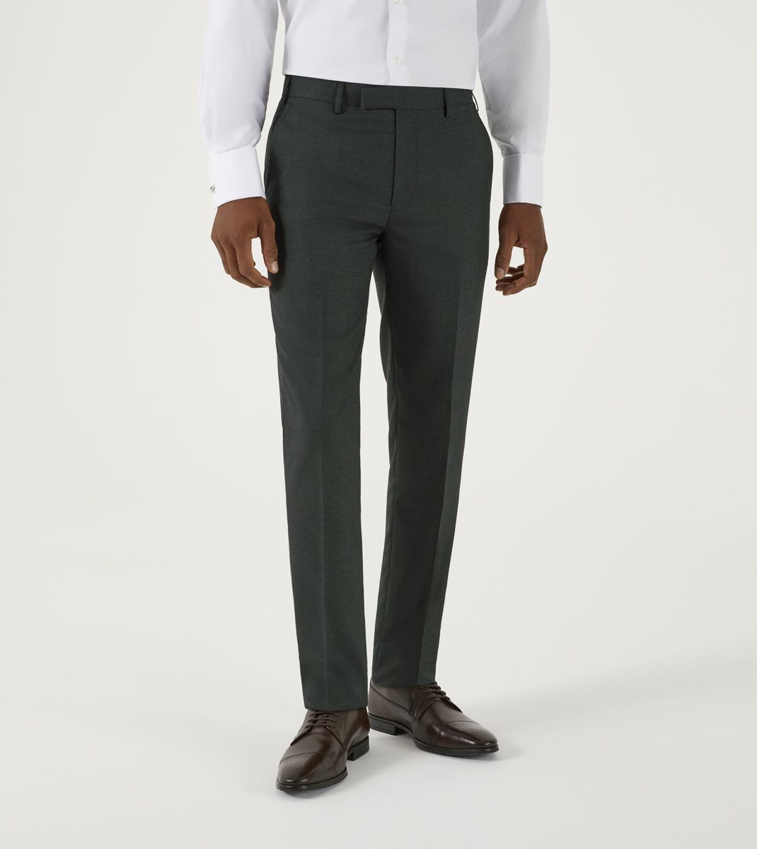 Men's Harcourt Green Tapered Suit Trousers-Model Front View