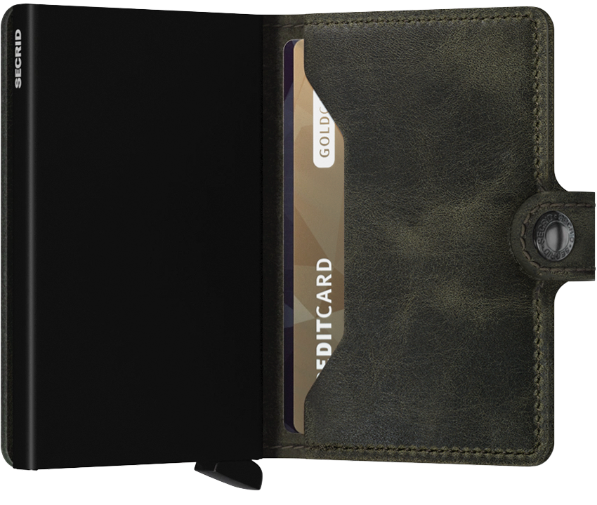Secrid Vintage Olive/Black Miniwallet-Inside view