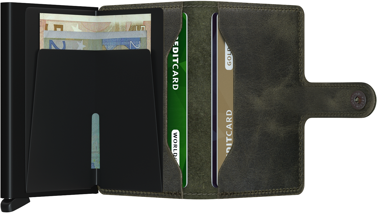 Secrid Vintage Olive/Black Miniwallet-Inside note holder view