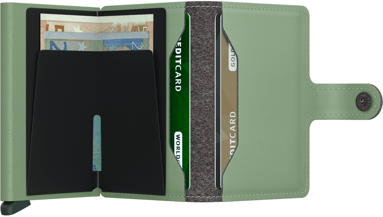 Secrid Yard Powder Pistachio Miniwallet-Inside note holder view