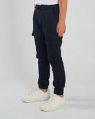 DIESEL KIDS Nash Cargo Black Pants Black model front view