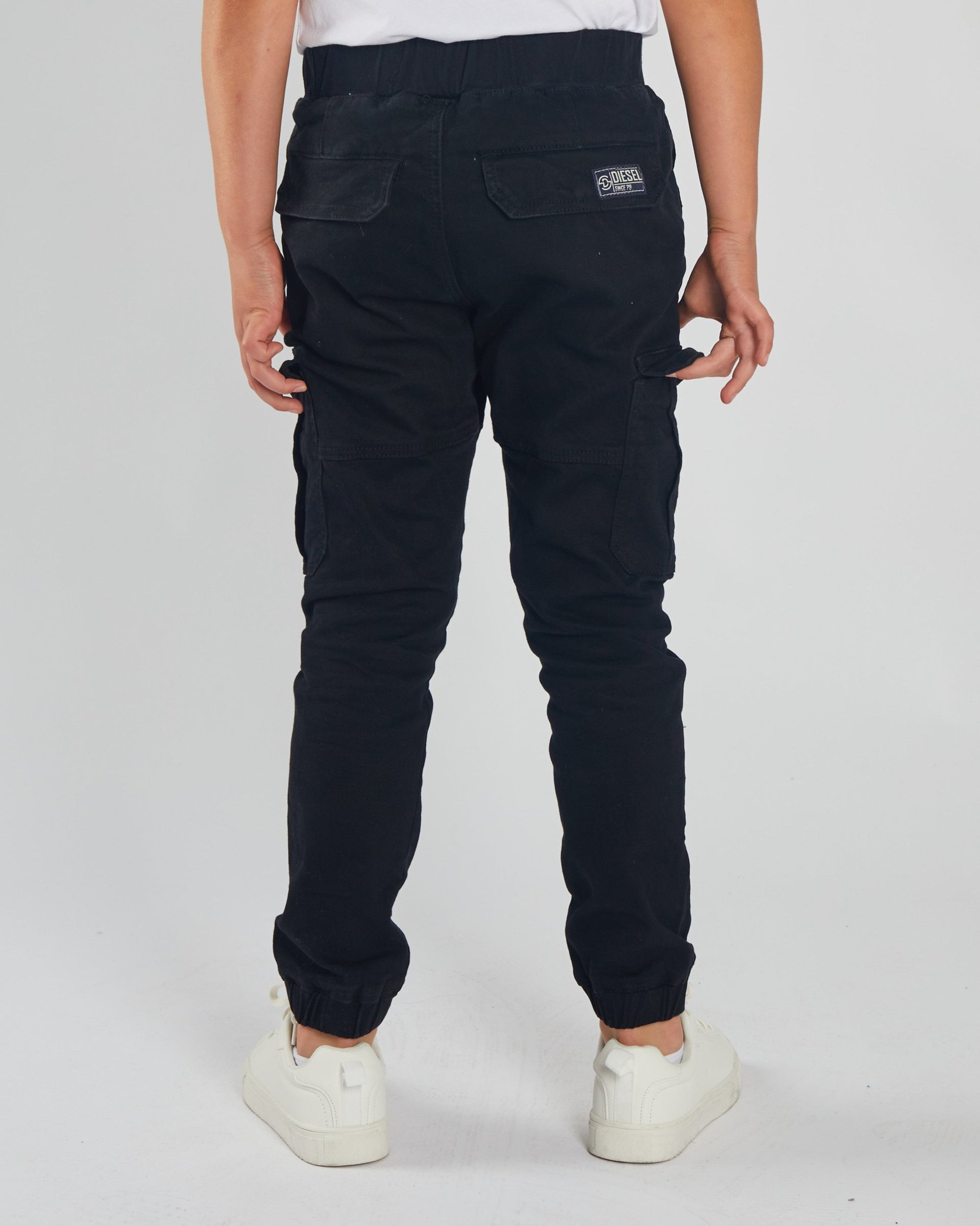 Boy's Nash Cargo Black Pants-Back View