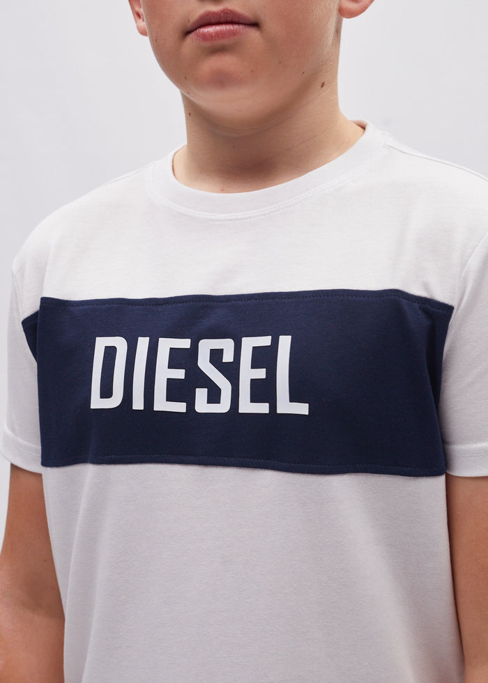 DIESEL KIDS Heath Navy / White Junior Boys Tee Navy / White side view