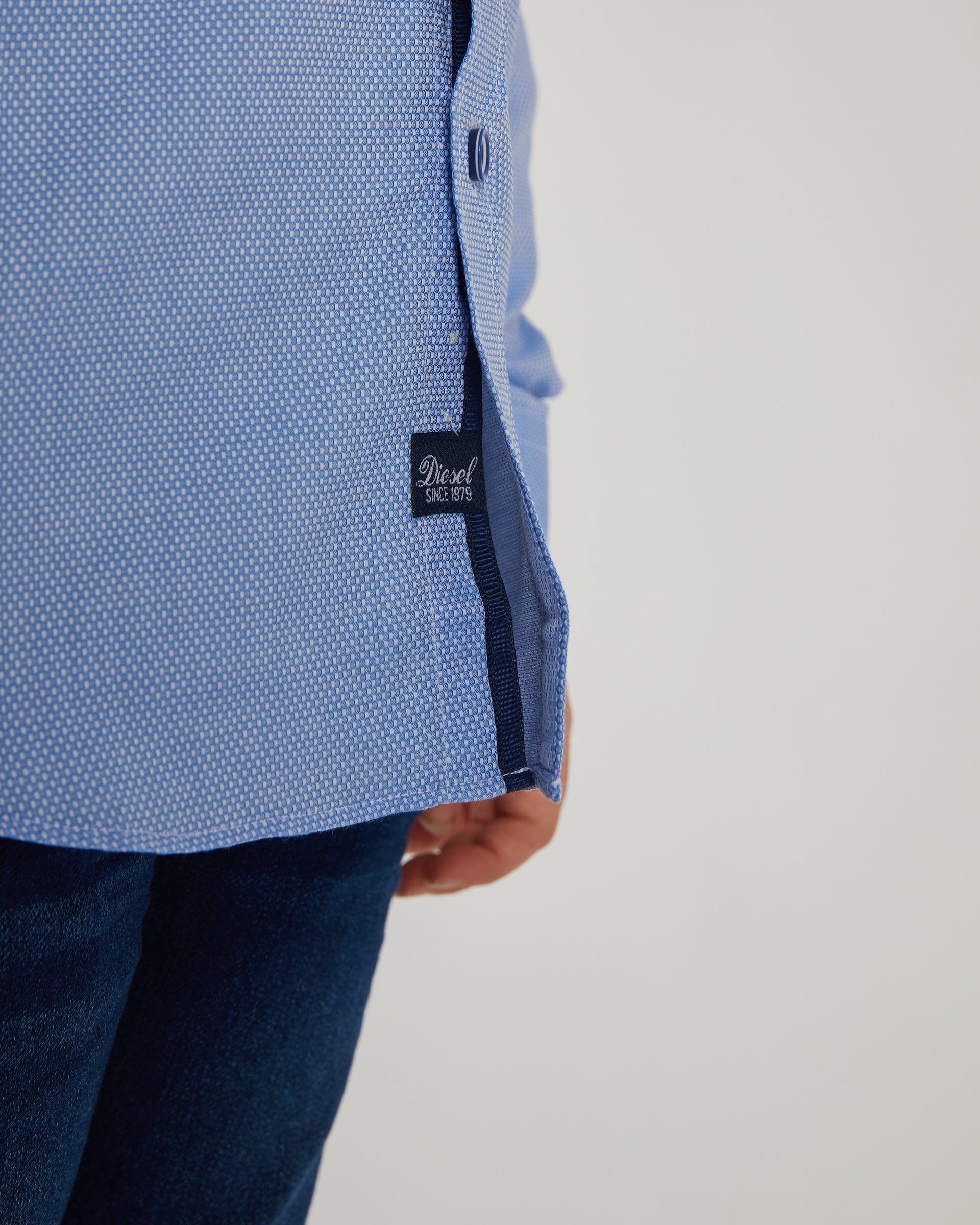 Boy's Ollie Sky Blue Shirt-Close Up View