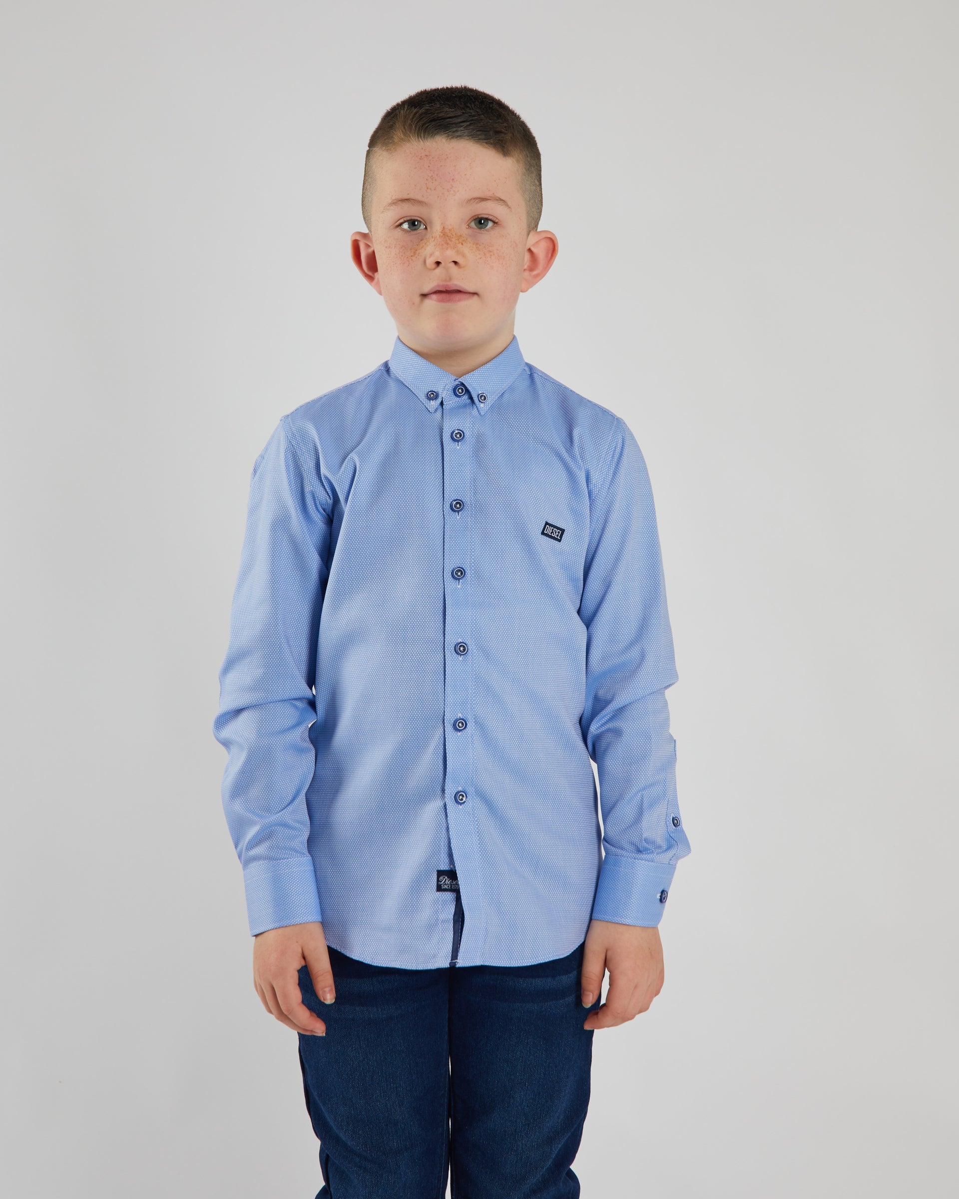 Boy's Ollie Sky Blue Shirt-Front View 