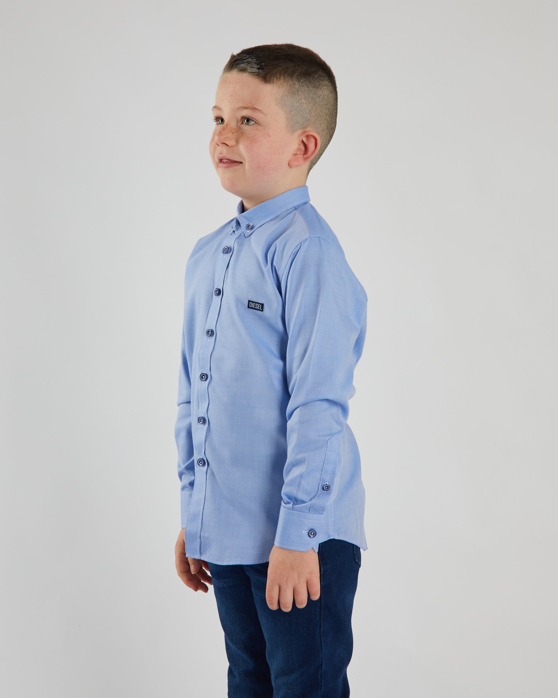 Boy's Ollie Sky Blue Shirt-Side View