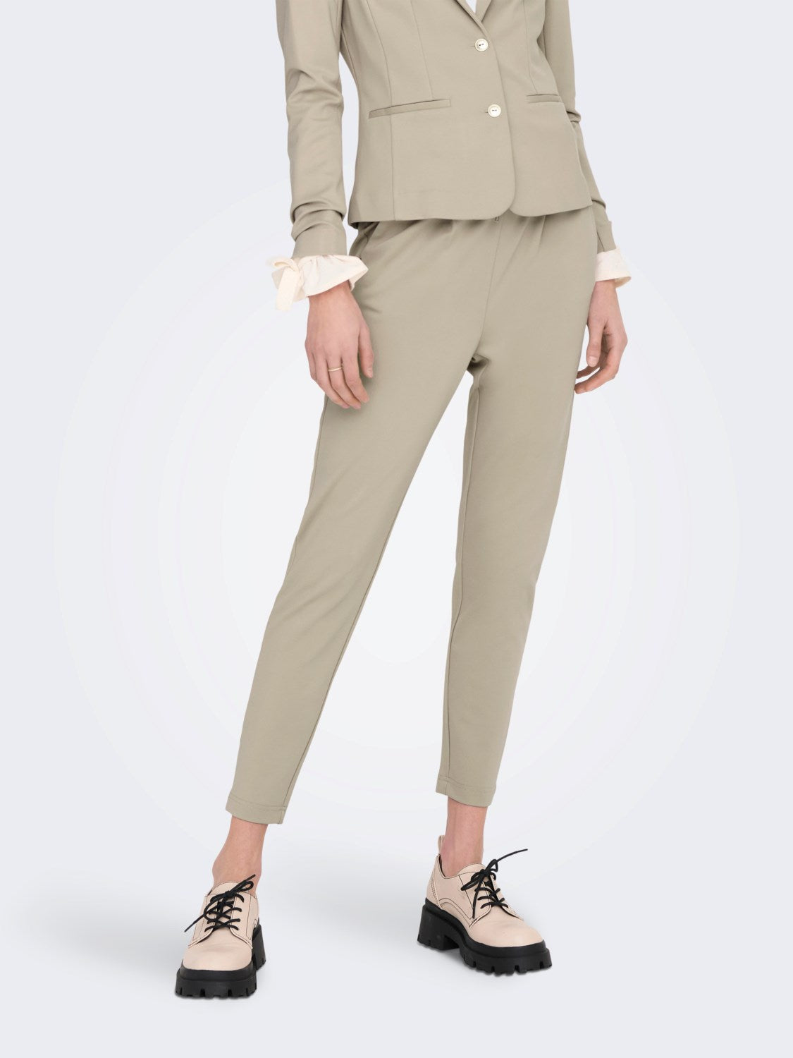 Ladies Poptrash Life Easy Colour Pant-Pure Cashmere-Model Front View
