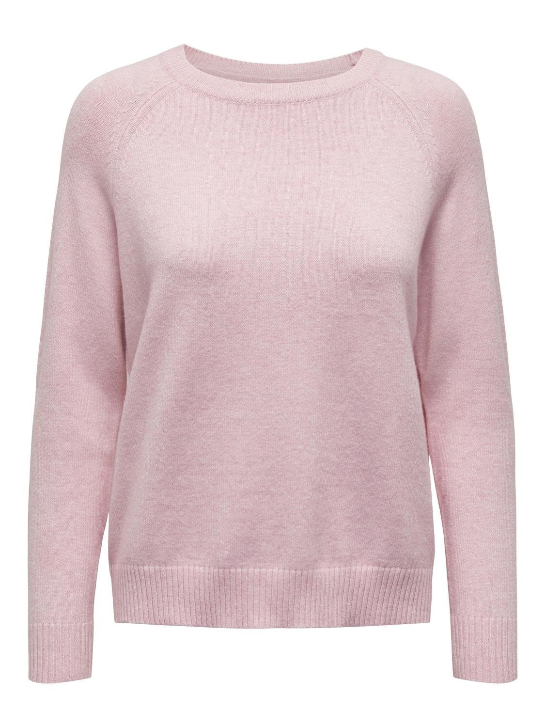 Ladies Lesly Kings Long Sleeve Pullover Knit-Light Pink-Front View