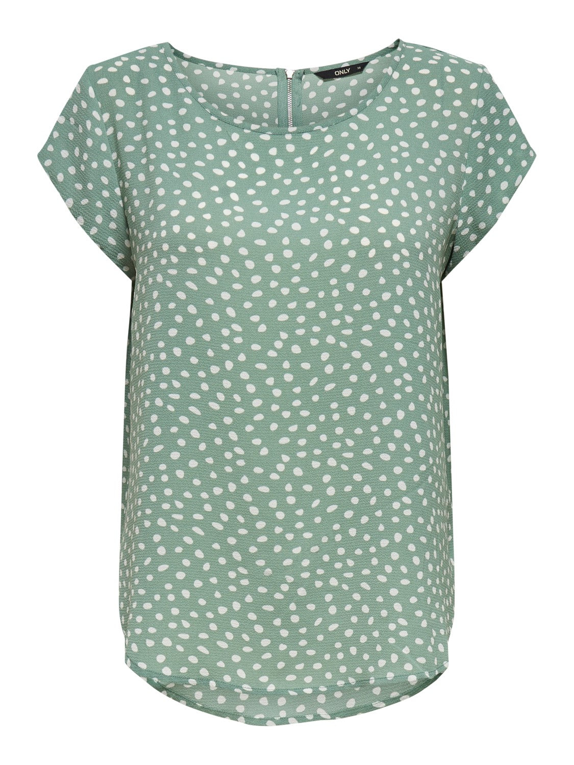 Ladies Vic Short Sleeve All Over Print Chinois Green Top-Ghost Front View