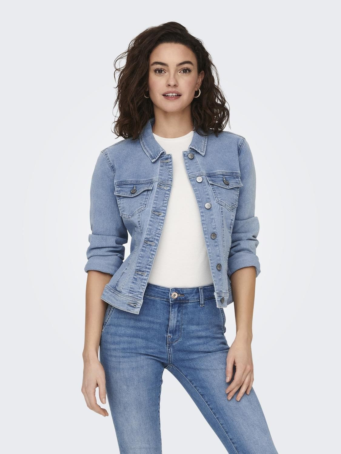 ONLY Wonder Denim Jacket-Light Blue Denim Light Blue Denim front view