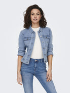 ONLY Wonder Denim Jacket-Light Blue Denim Light Blue Denim front view