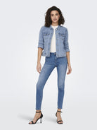 ONLY Wonder Denim Jacket-Light Blue Denim Light Blue Denim model front view