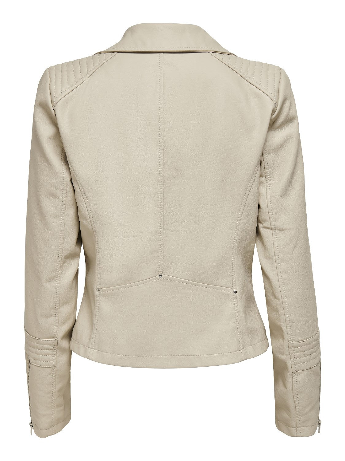 Ladies Gemma Faux Leather Biker-Silver Lining-Back View