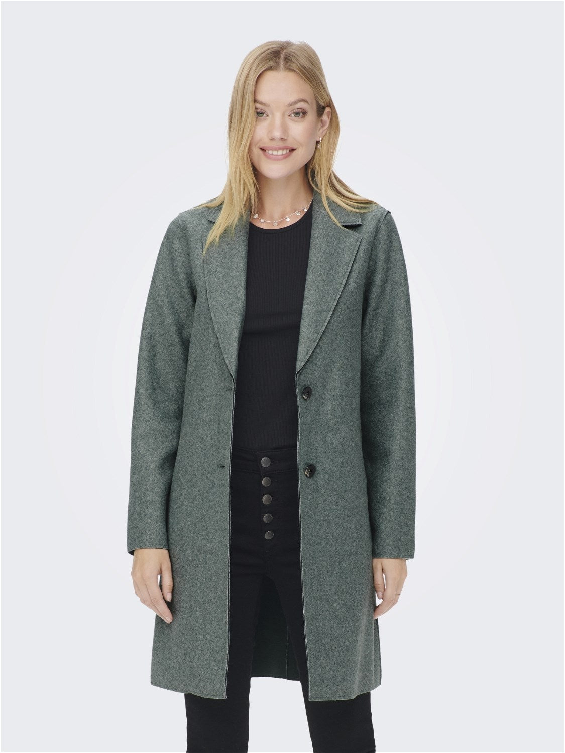 Ladies Carrie Bonded Coat-Balsam Green-Model Front View