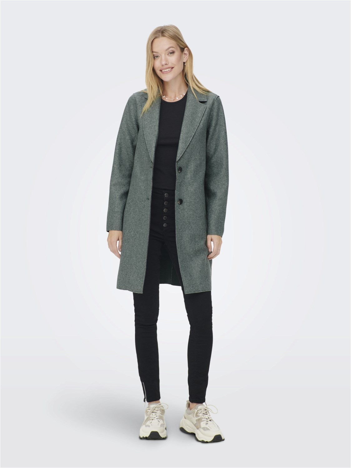 Ladies Carrie Bonded Coat-Balsam Green-Model Full Front View