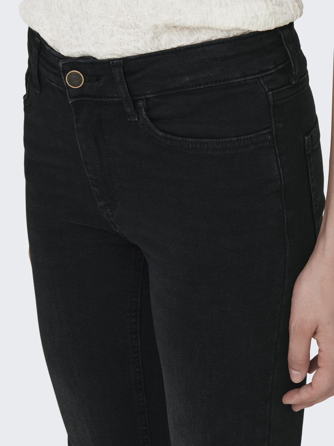 ONLY Blush Mid Flared Denim Jeans-Washed Black WASHED BLACK back view