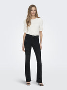 ONLY Blush Mid Flared Denim Jeans-Washed Black WASHED BLACK model front view