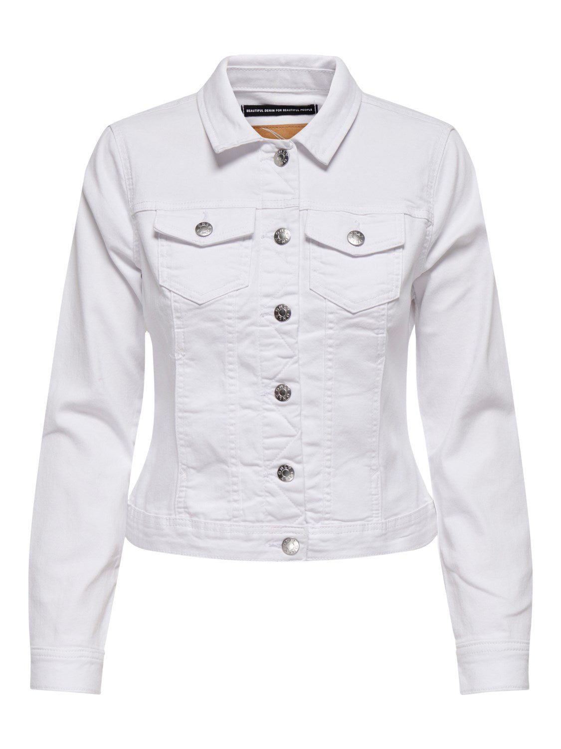 Ladies Wonder Denim Jacket-White-Front View