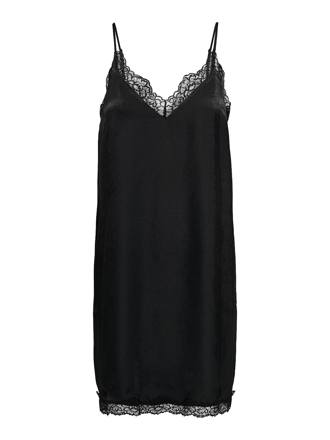 Ladies Fri Lace Singlet Dress-Black-Front View