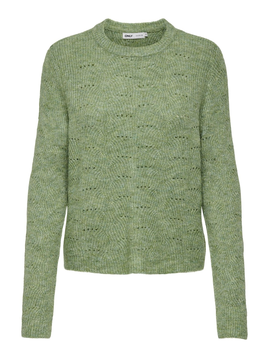 Ladies Lolli Long Sleeve Pullover Knit-Hedge Green-Front View