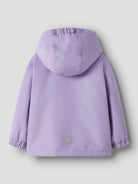 Side view of NAME IT Assimo girls' hooded jacket in purple-lilac Bougainvillea