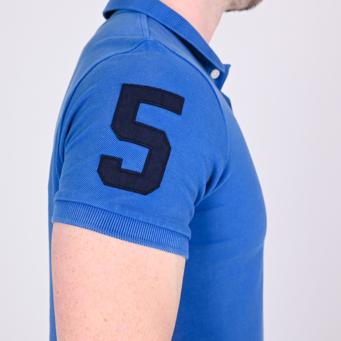Applique Classic Fit Polo-Monaco Blue-Sleeve embroidery