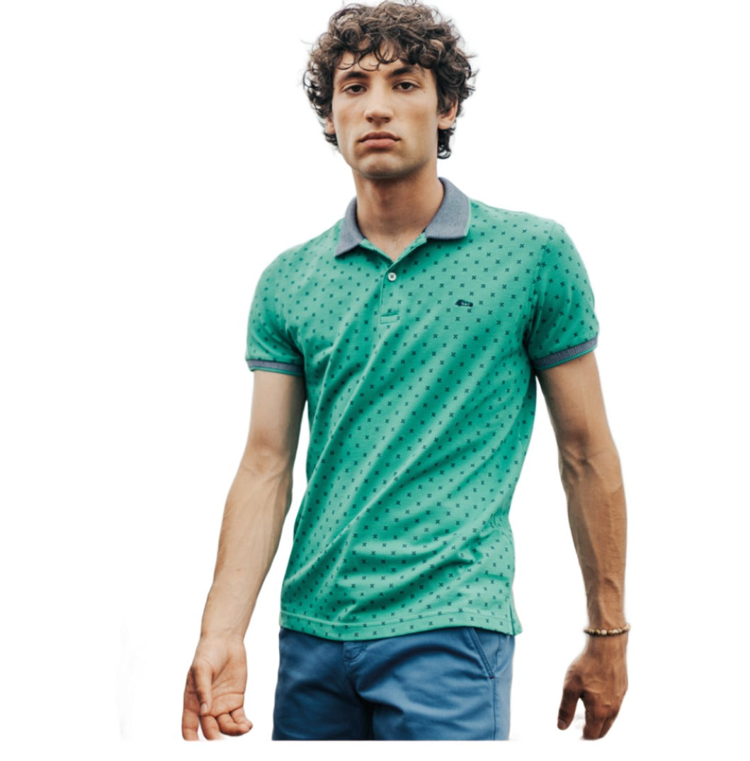 Dario Beltran Green/Navy Polo Shirt
