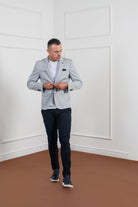 Tommy Bowe Popovic Light Grey Blazer-Model Full Front View