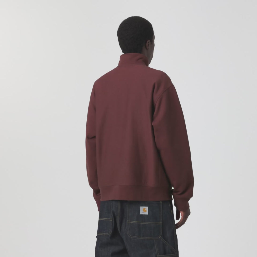 Half Zip American Script Sweat - Amarone