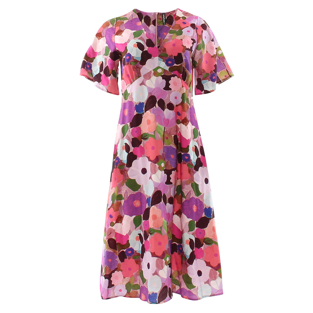 Ladies Angela Pink Midi Dress-Ghost Front View