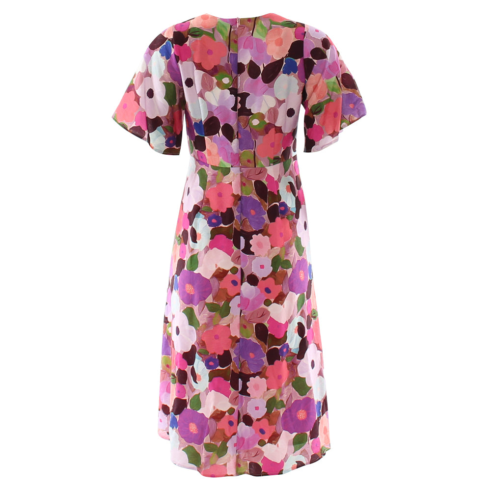 Ladies Angela Pink Midi Dress-Ghost Back View