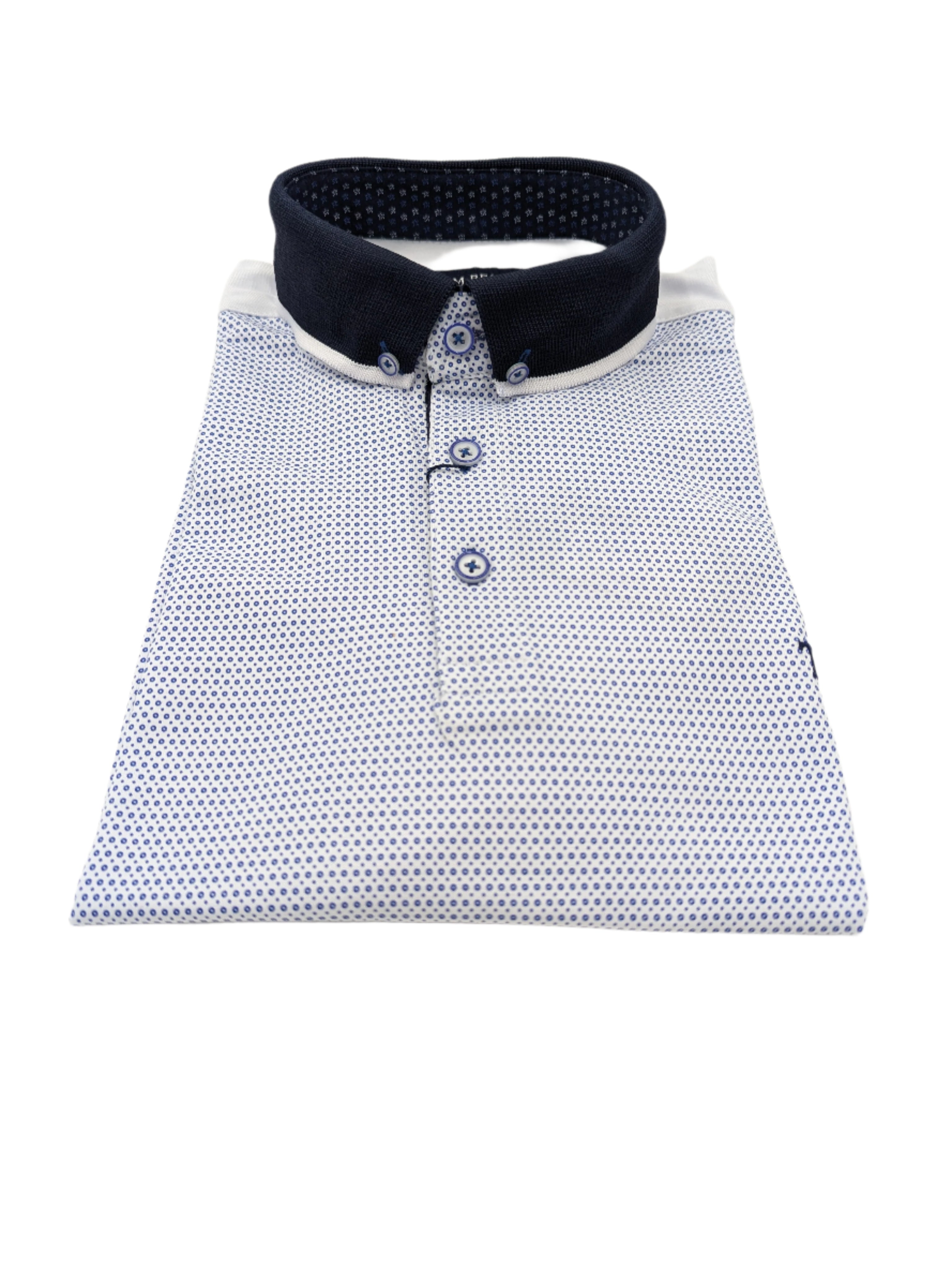 Tom Penn White Printed Front Polo