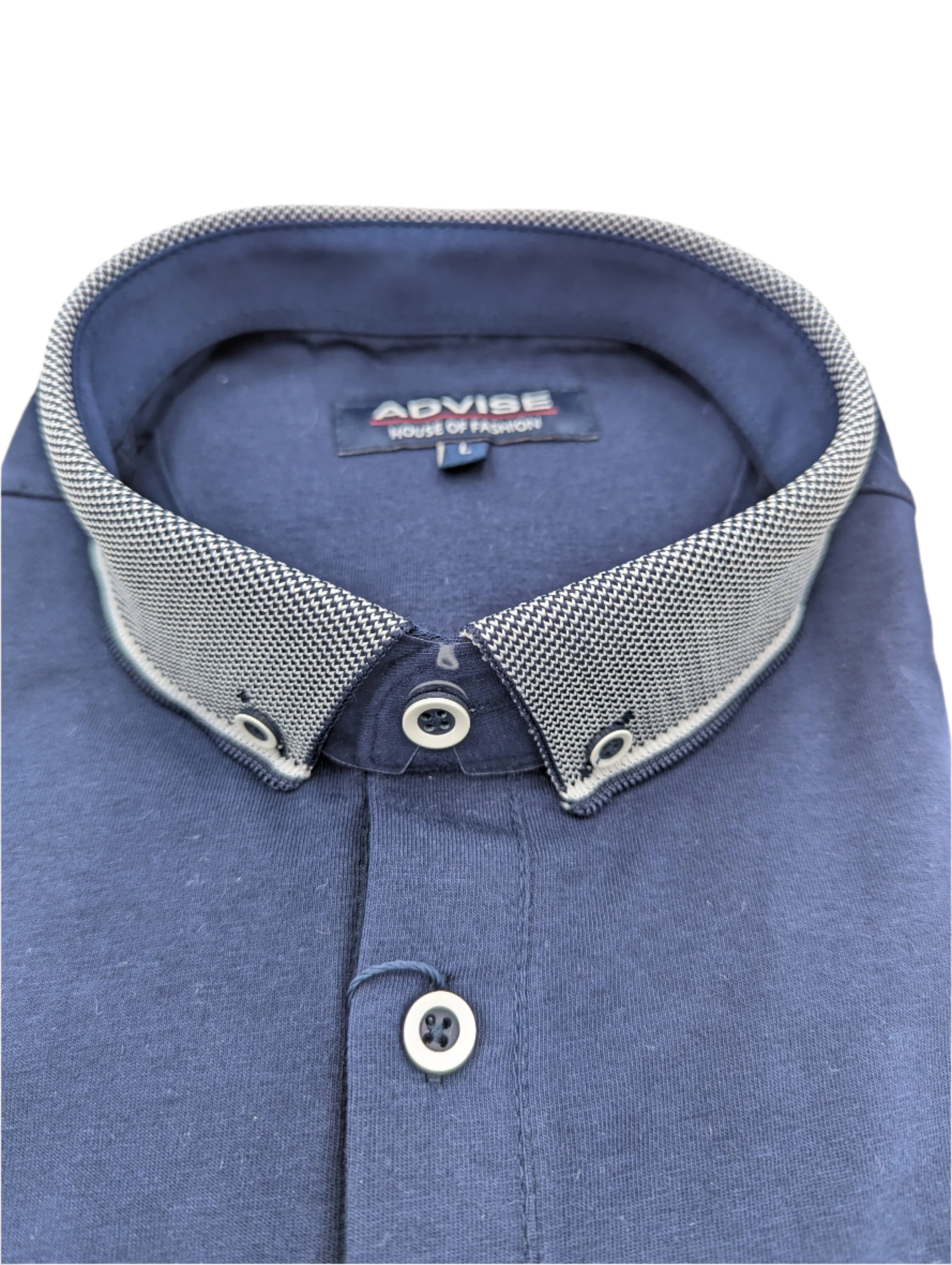 Advise Knitted Collar Navy Polo shirt